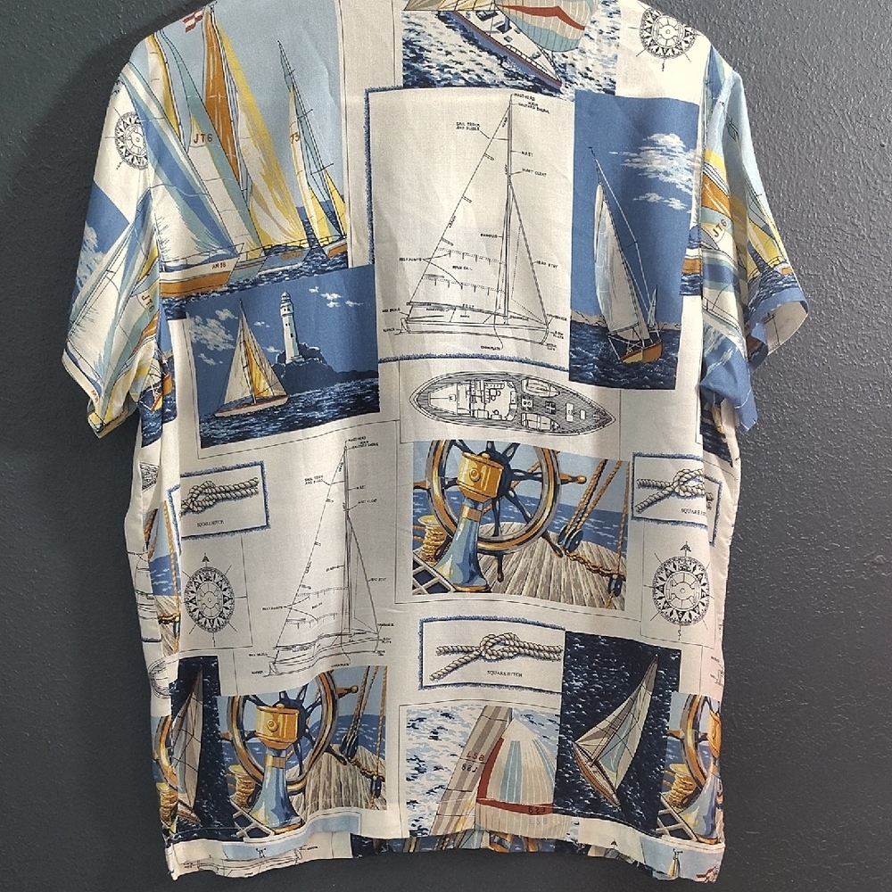 Vintage Nautical Women's Sailing Festive Enthusiast Button Down Shirt. - Picture 6 of 7